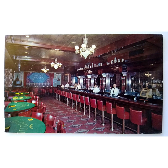 Golden Nugget Gambling Hall Casino Postcard Las Vegas Nevada Saloon Table Games - Picture 1 of 2